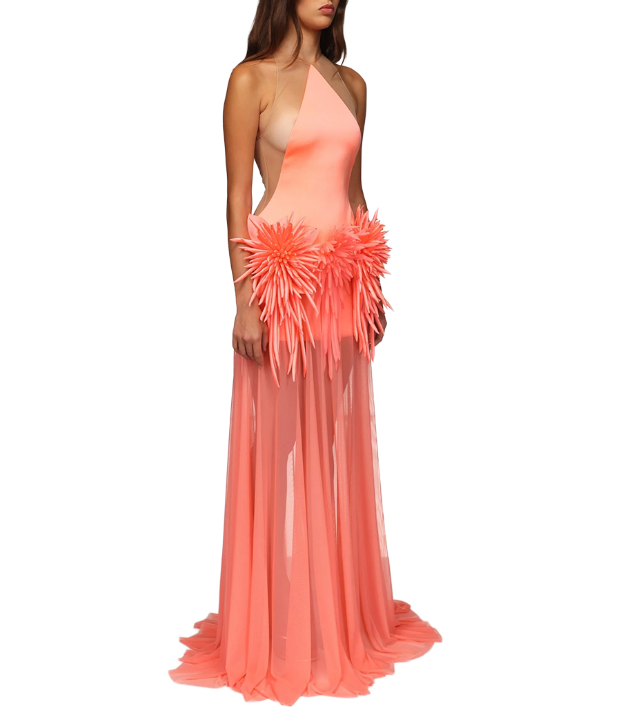 CACTUS DAHLIA DETAIL GOWN