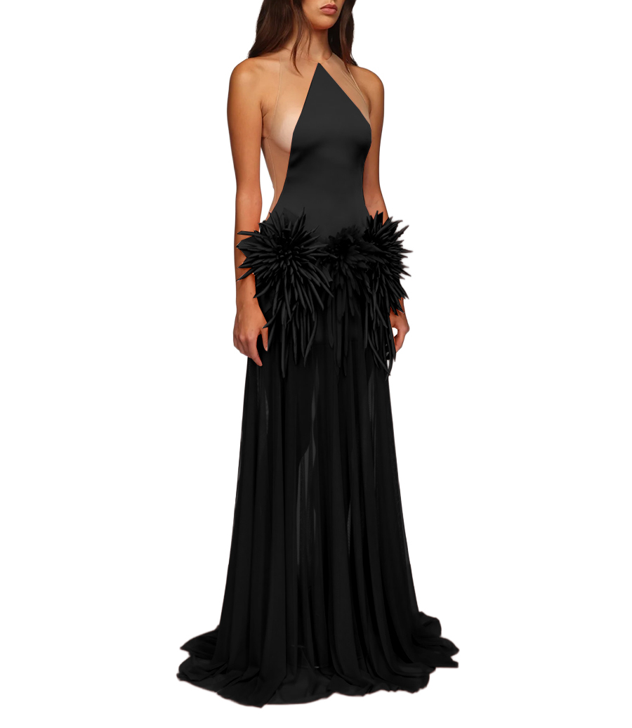 CACTUS DAHLIA DETAIL GOWN