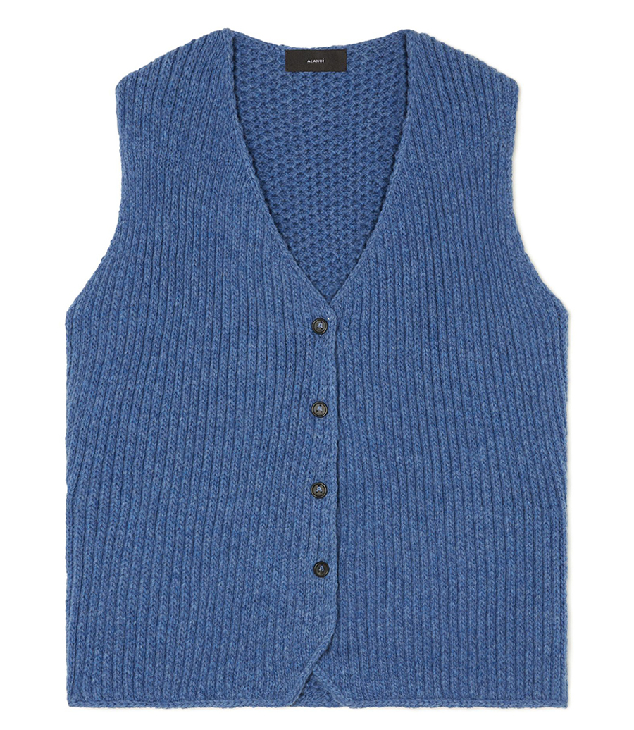ALANUI - KNITTED RIBBED DENIM-NO-DENIM VEST