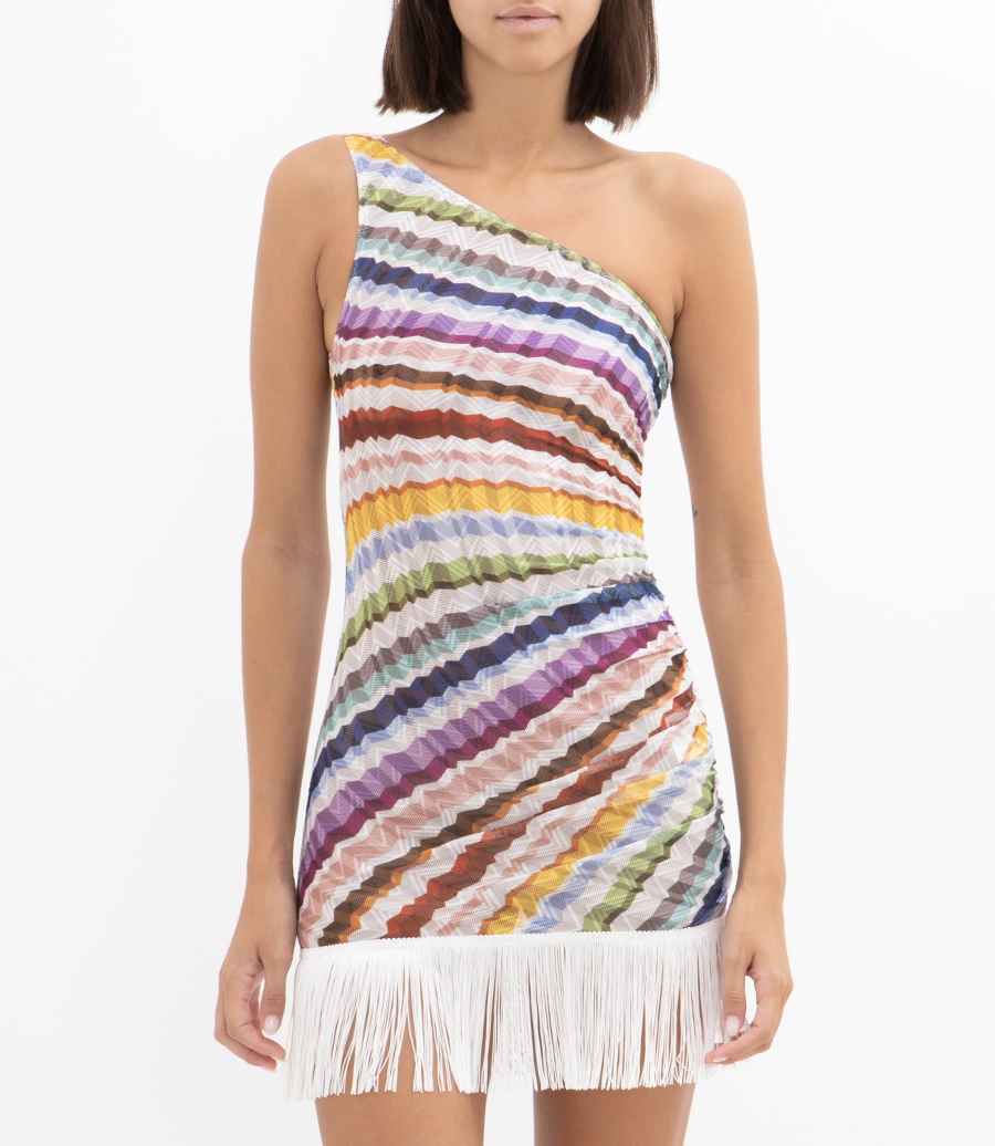 FADED STRIPES ONE SHOULDER COVER UP