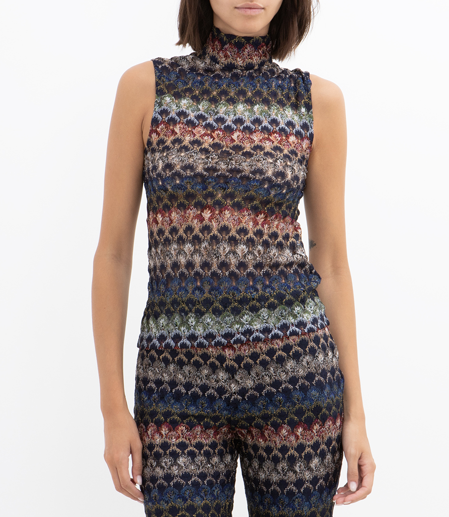STRIPED LACED TOP