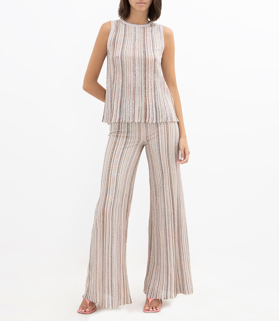 SEQUINED SLEEVELESS RIBBED TOP