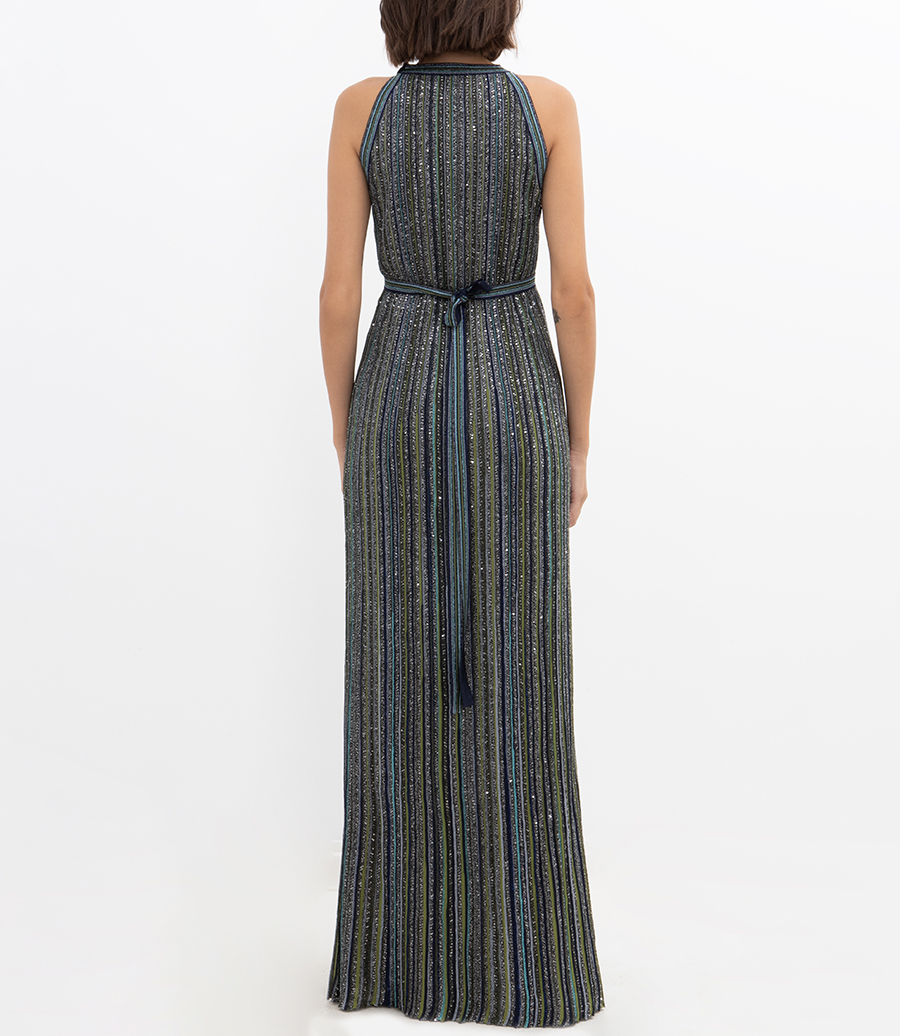 SEQUINED LONG STRIPED DRESS