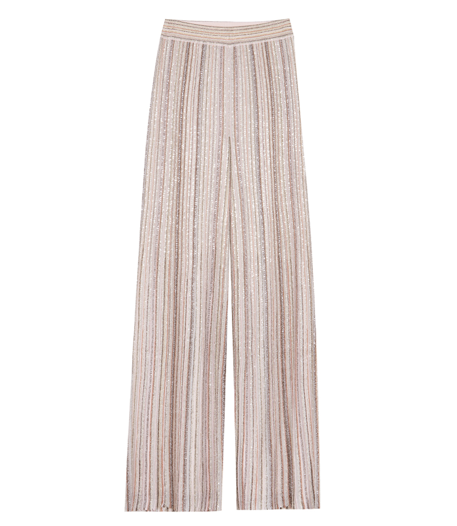 MISSONI - SEQUINED RIBBED PALAZZO TROUSERS