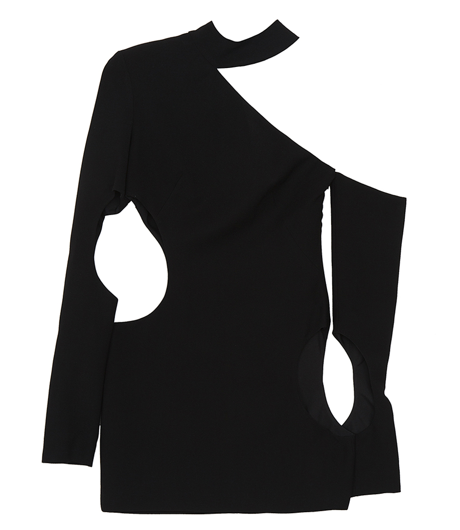MONOT - ONE-SHOULDER CUTOUT SATIN MINI DRESS