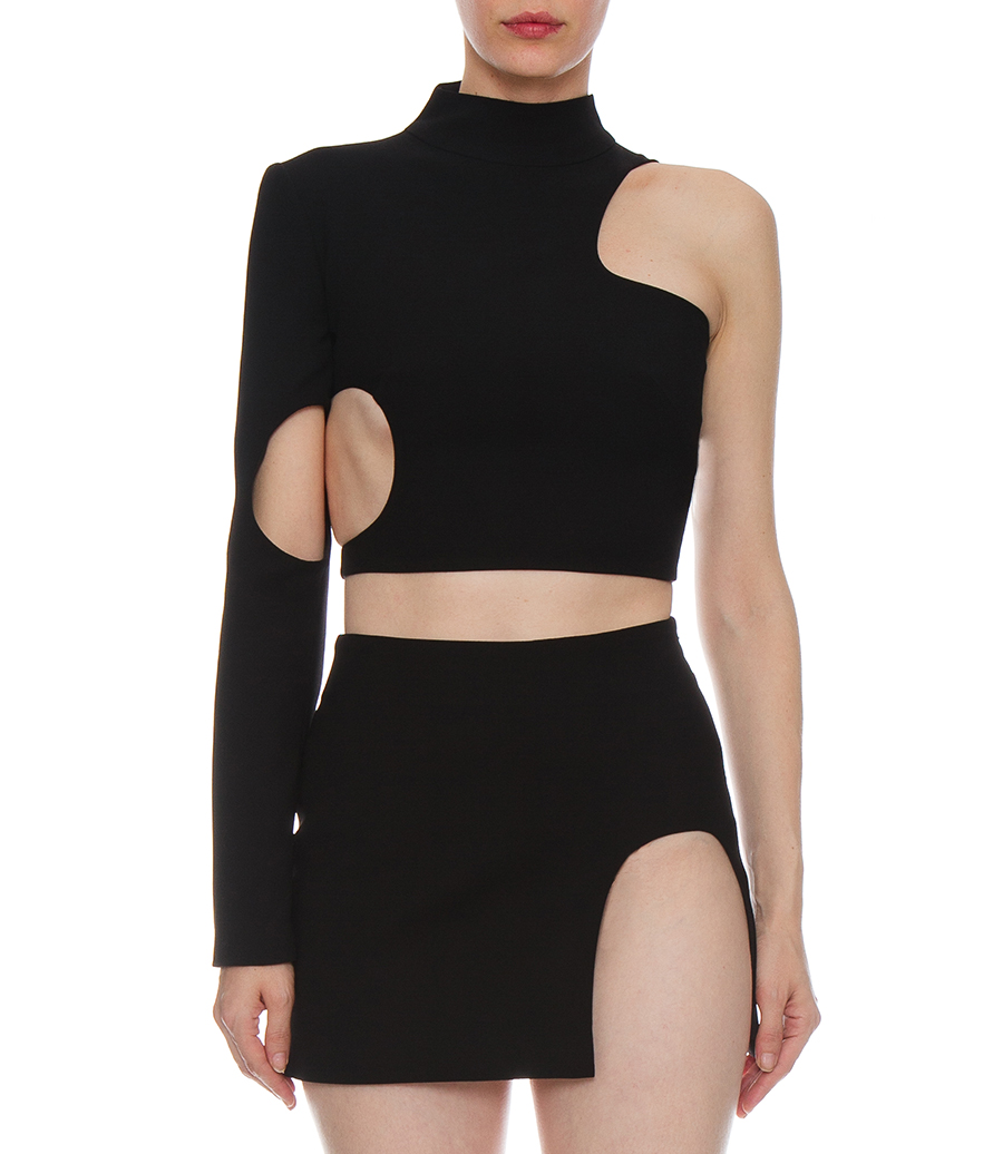 ONE-SLEEVE CUTOUT TOP