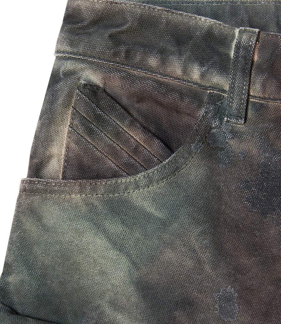 'FERN' STAINED GREEN CAMOUFLAGE LONG PANTS