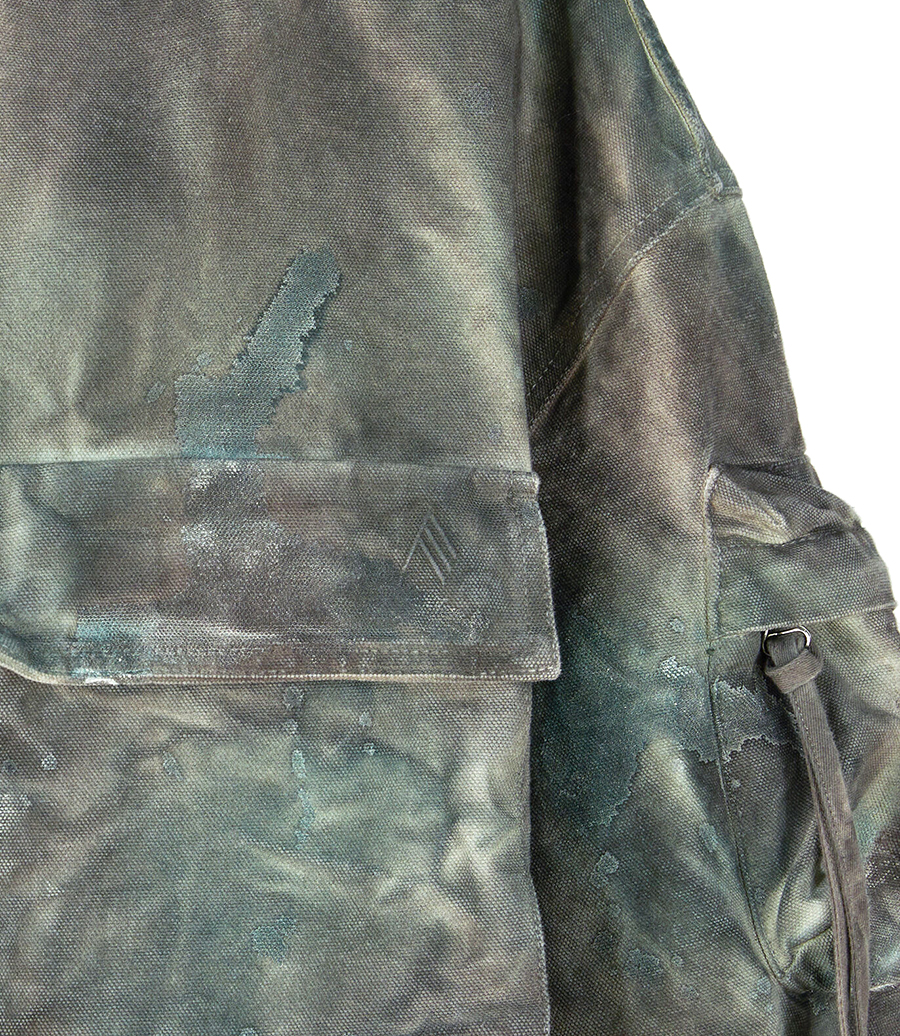 ''FERN'' STAINED GREEN CAMUFLAGE SHORT COAT