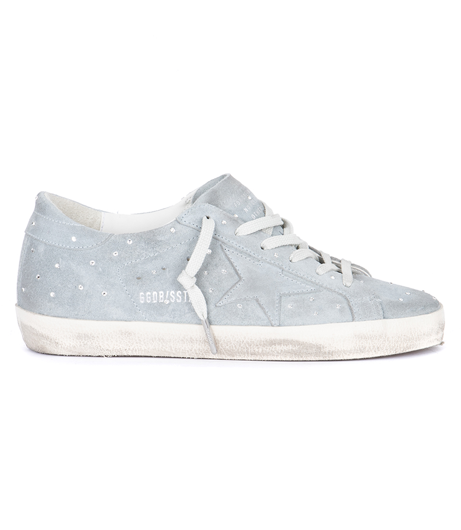 GOLDEN GOOSE  - GREY LEATHER STAR SUPER-STAR