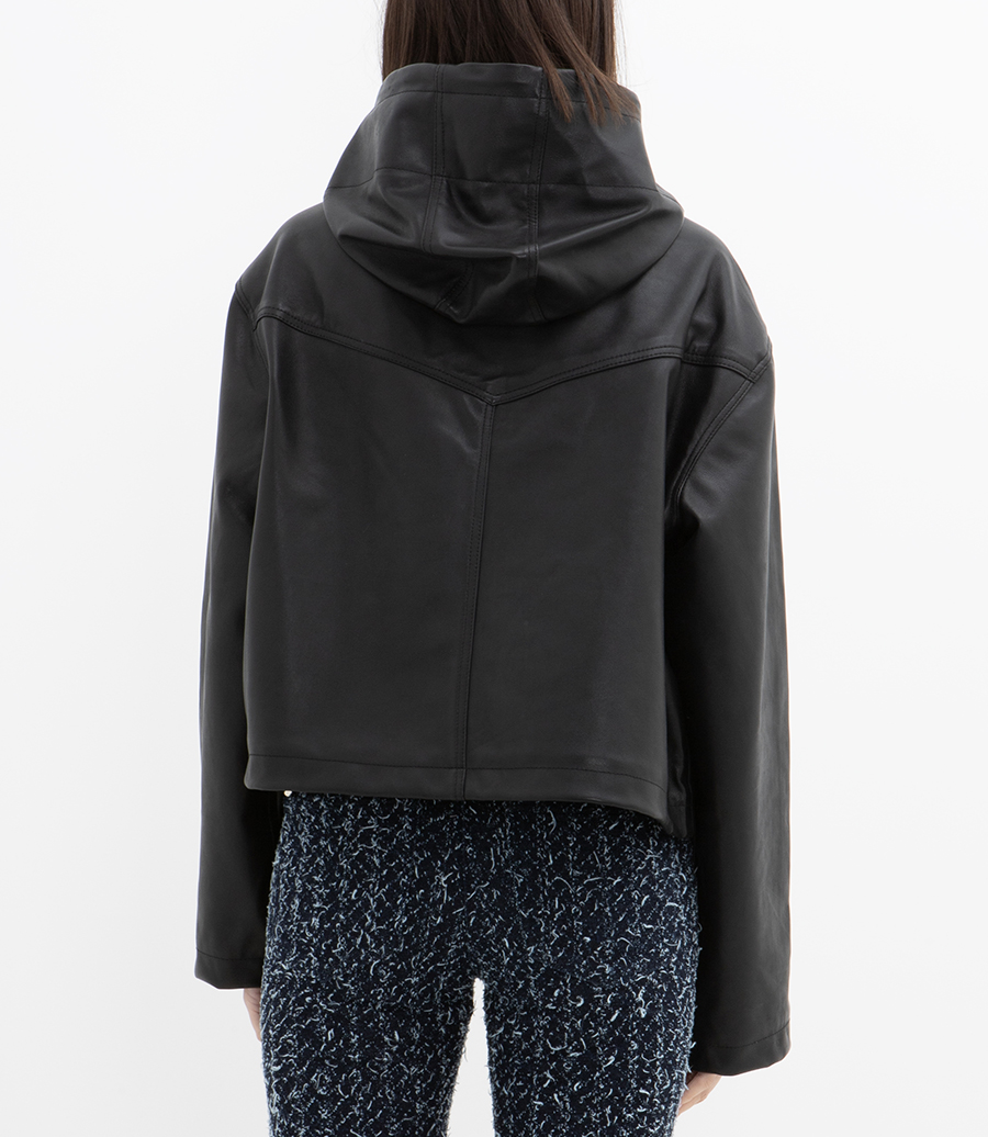 LEATHER HOODED JACKET