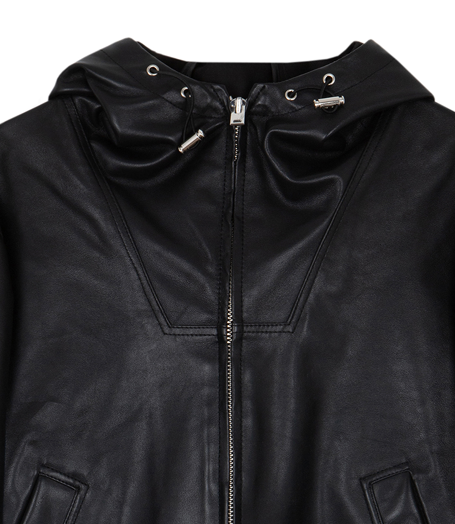 LEATHER HOODED JACKET