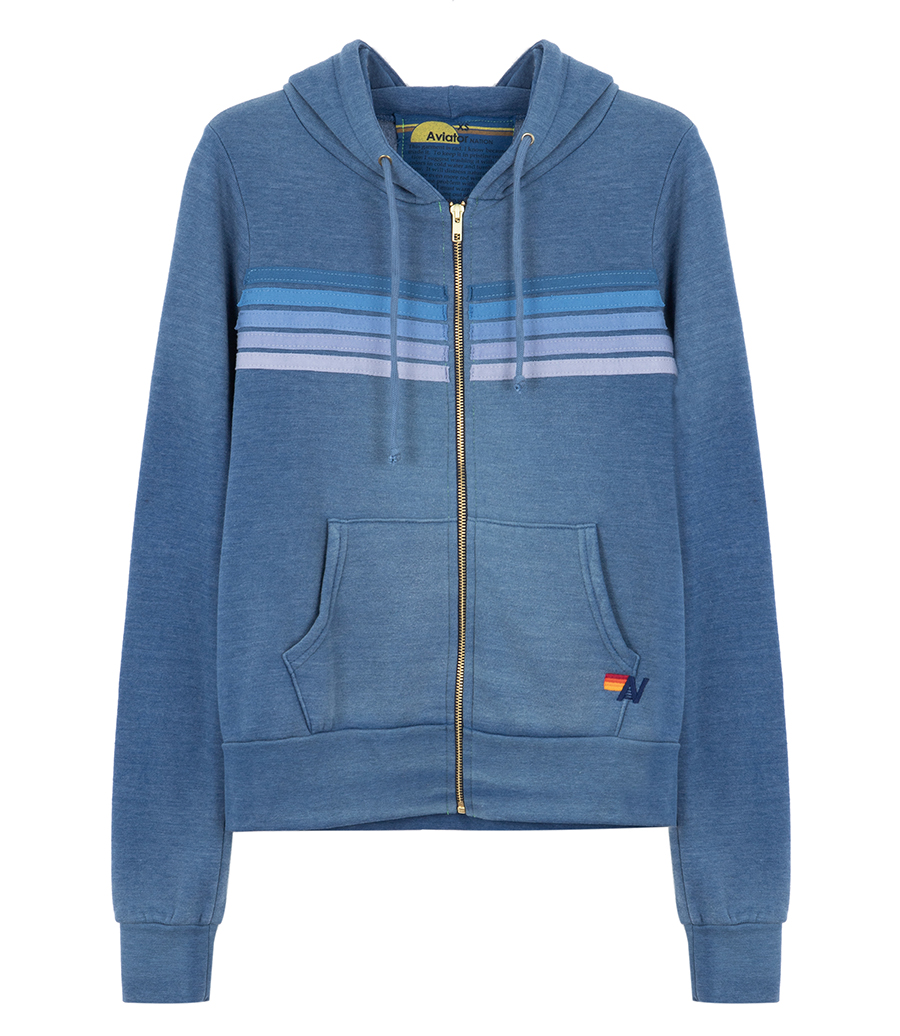 AVIATOR NATION - 5 STRIPE ZIP HOODIE FADED