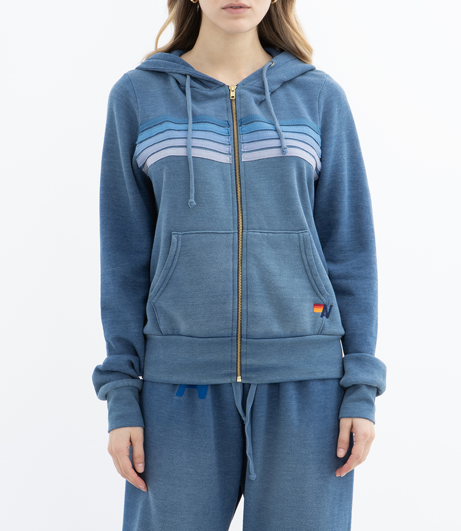 5 STRIPE ZIP HOODIE FADED