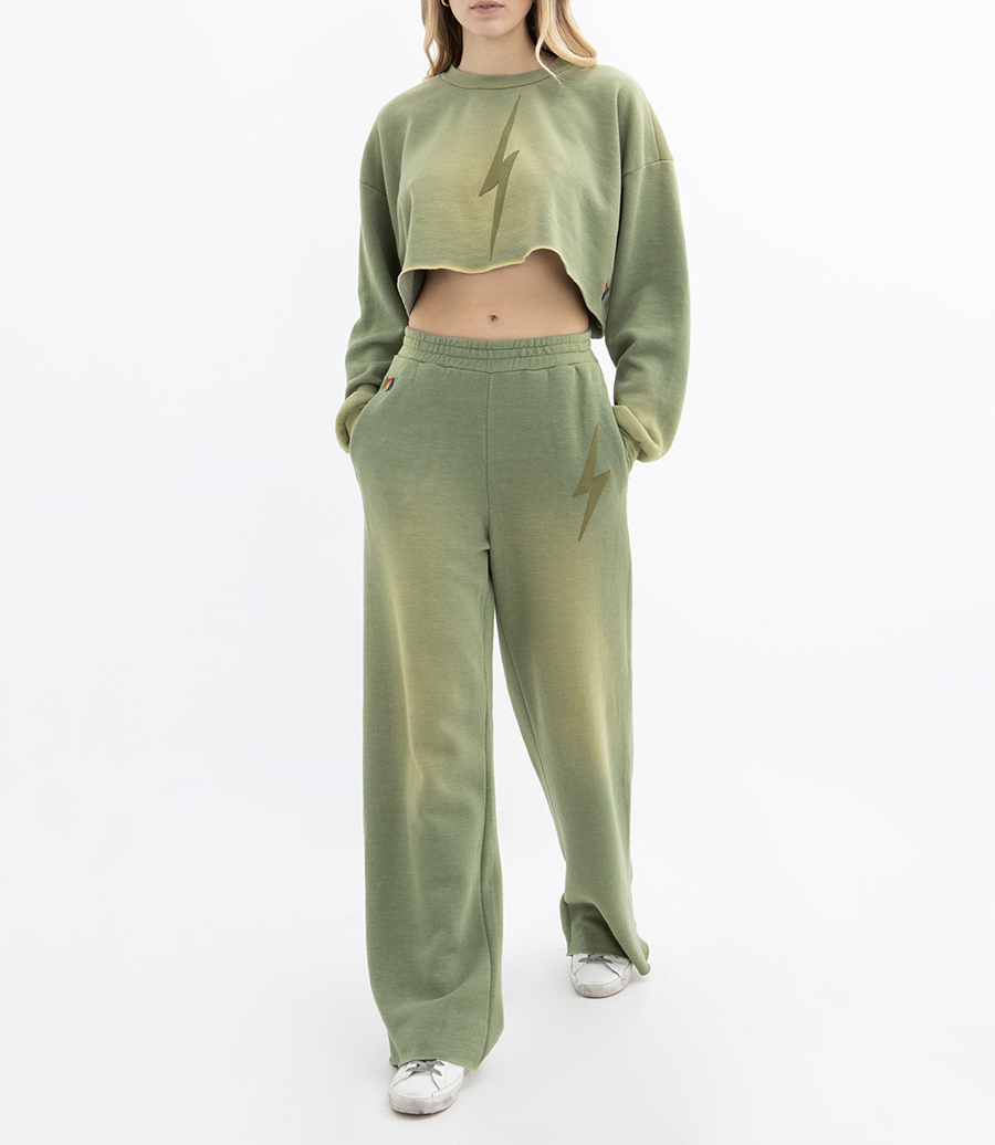 WOMENS BOLT STITCH WIDE LEG SWEATPANT