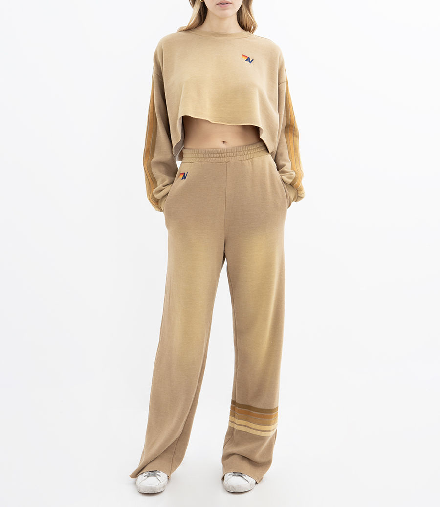 WOMENS 5 STRIPE WIDE LEG SWEATPANT