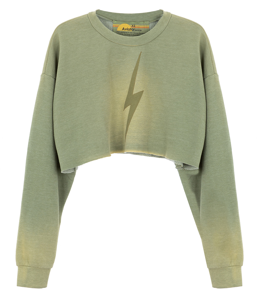 AVIATOR NATION - BOLT STITCH CROPPED CREW SWEATSHIRT