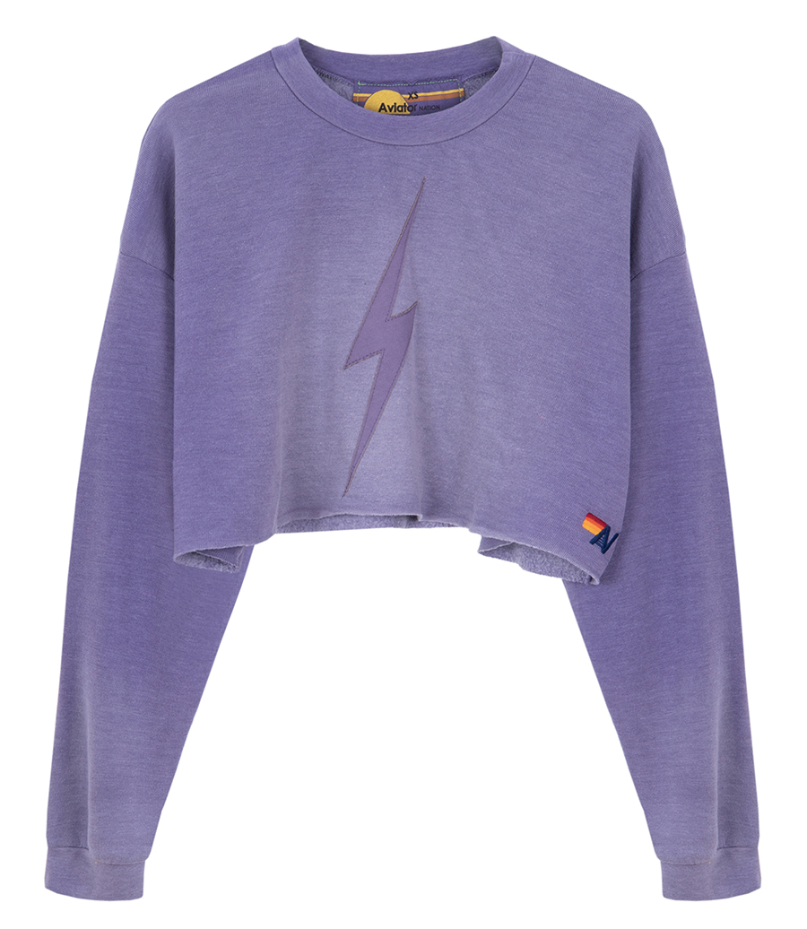 AVIATOR NATION - BOLT STITCH CROPPED CREW SWEATSHIRT