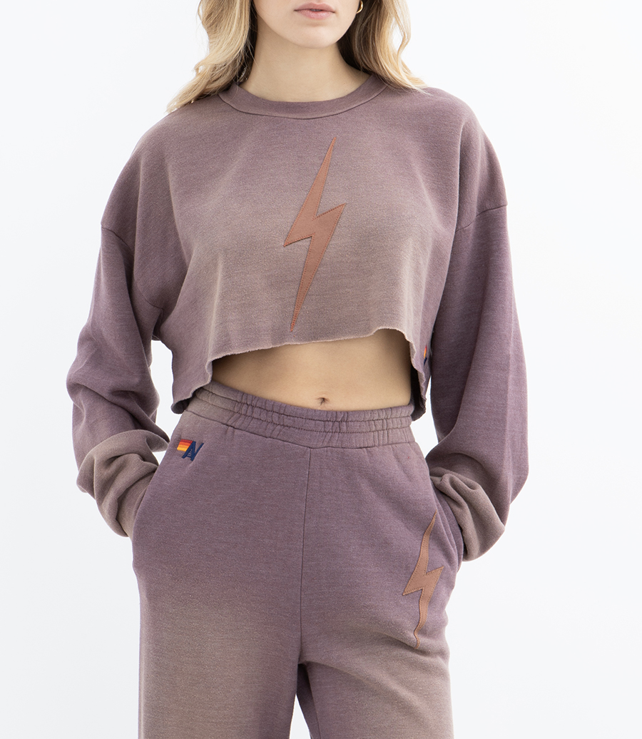 BOLT STITCH CROPPED CREW SWEATSHIRT