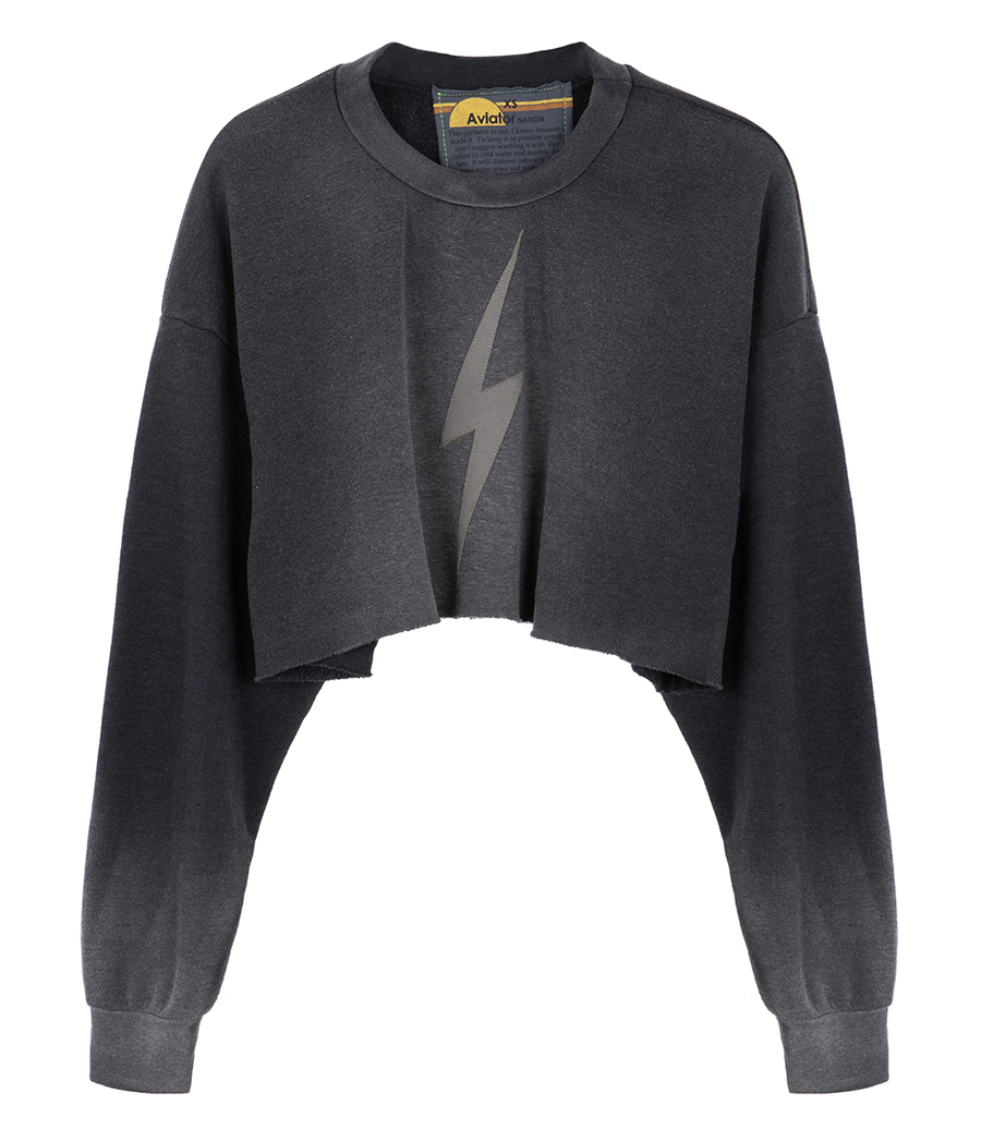 AVIATOR NATION - BOLT STITCH CROPPED CREW SWEATSHIRT