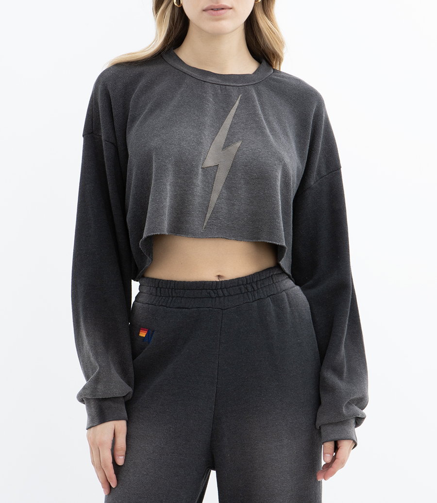 BOLT STITCH CROPPED CREW SWEATSHIRT