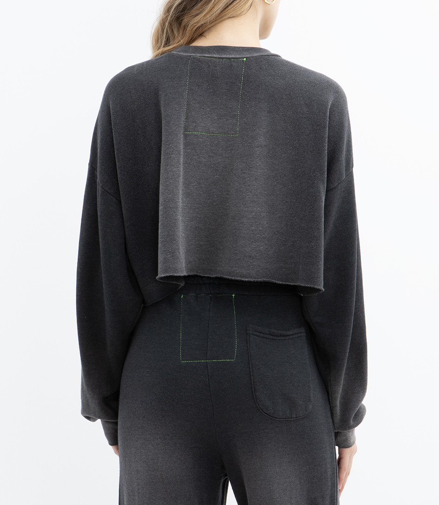 BOLT STITCH CROPPED CREW SWEATSHIRT