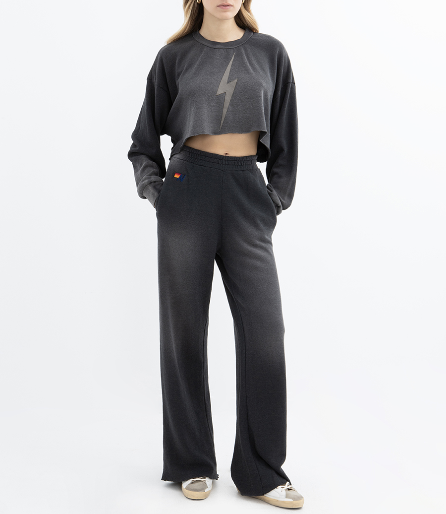 BOLT STITCH CROPPED CREW SWEATSHIRT