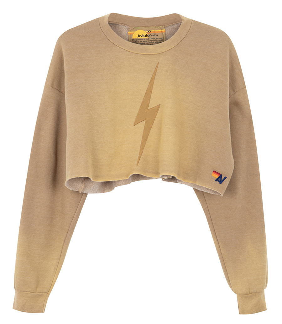 AVIATOR NATION - BOLT STITCH CROPPED CREW SWEATSHIRT