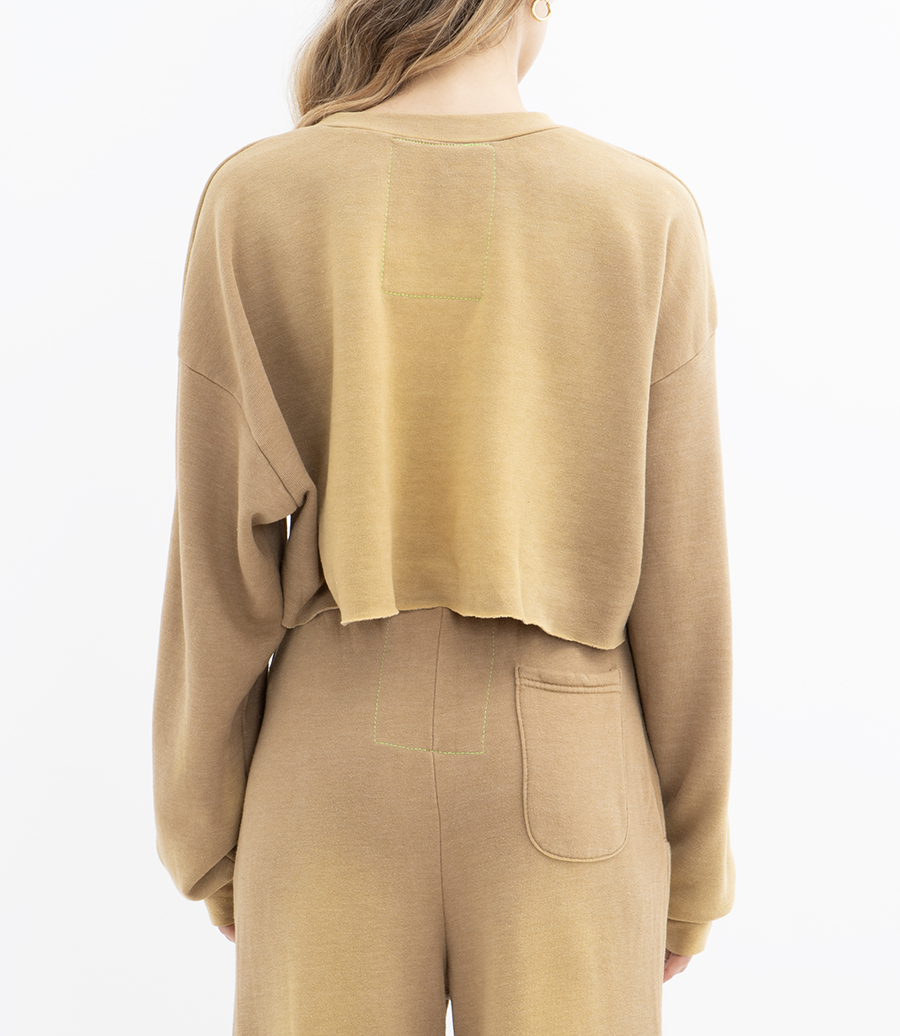 BOLT STITCH CROPPED CREW SWEATSHIRT