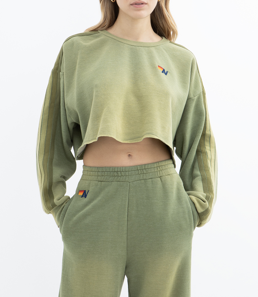 CLASSIC STRIPE CROPPED CREW SWEATSHIRT