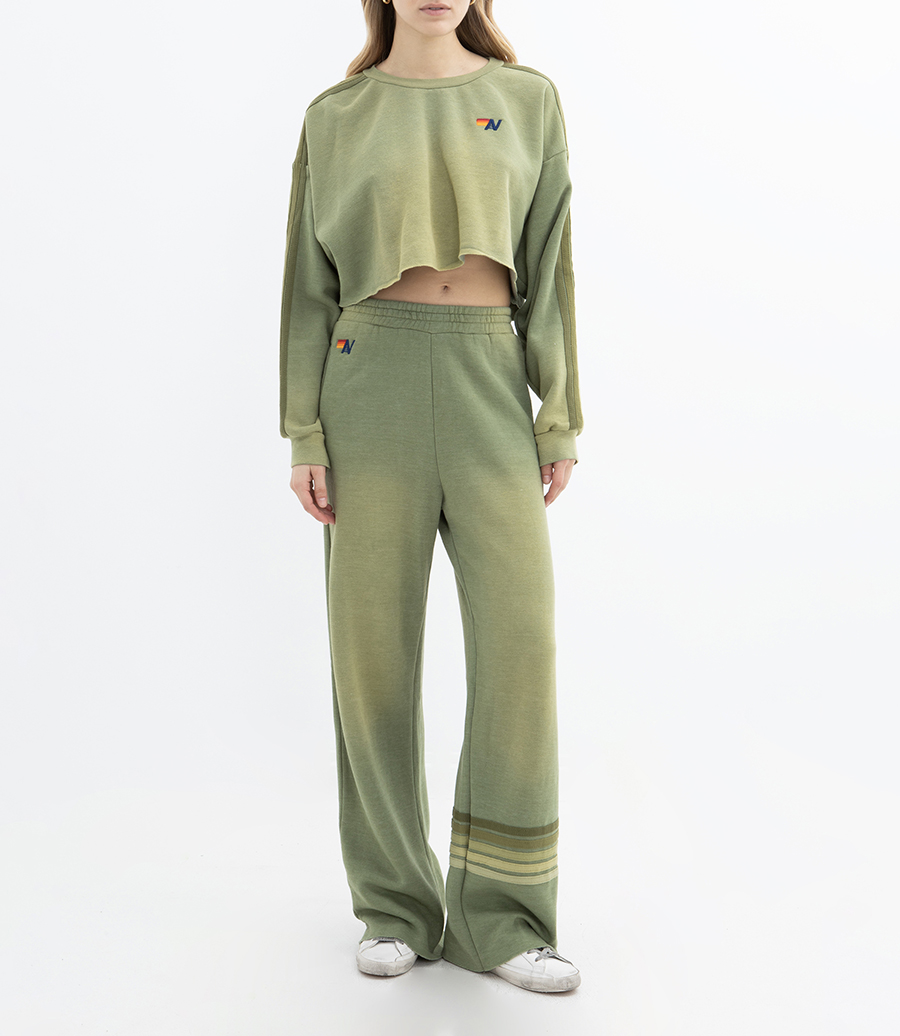 CLASSIC STRIPE CROPPED CREW SWEATSHIRT