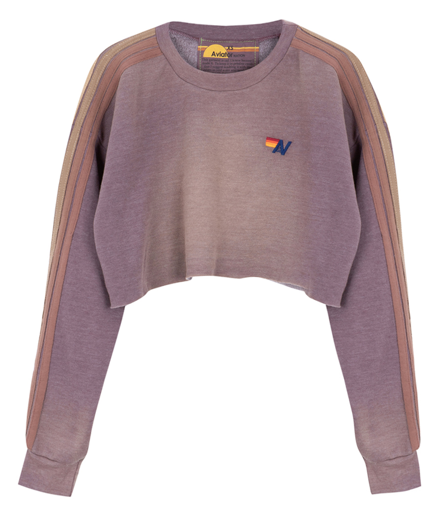 AVIATOR NATION - CLASSIC STRIPE CROPPED CREW SWEATSHIRT