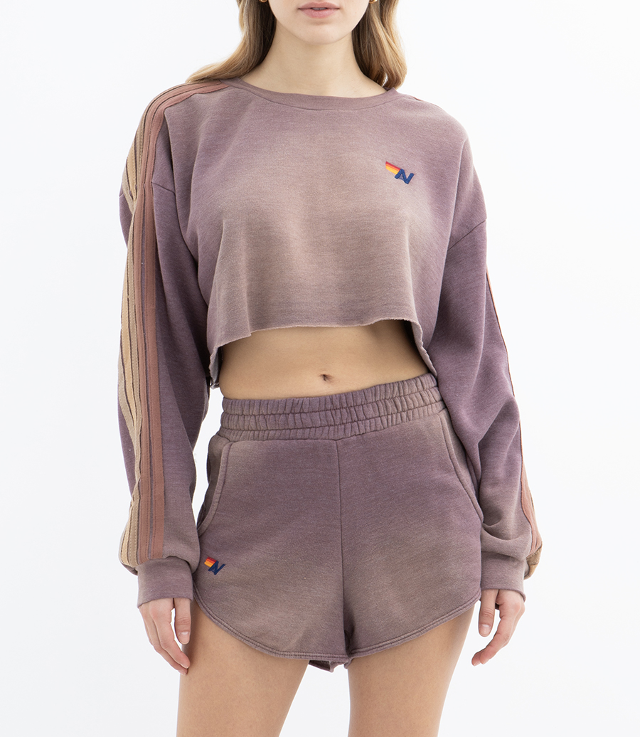 CLASSIC STRIPE CROPPED CREW SWEATSHIRT