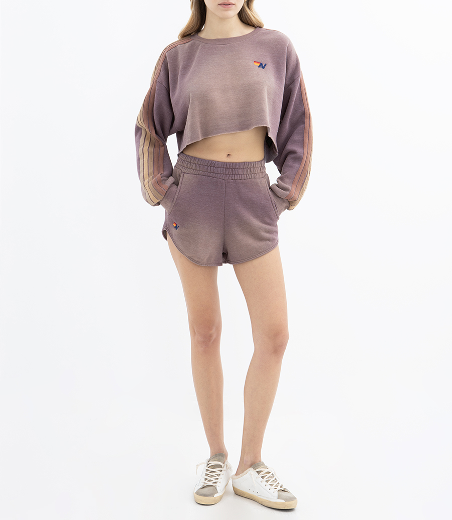 CLASSIC STRIPE CROPPED CREW SWEATSHIRT