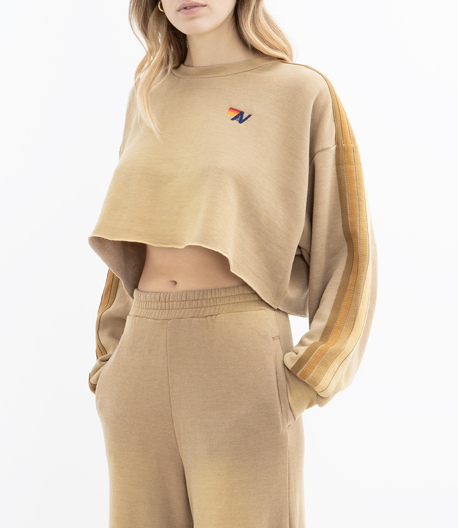 CLASSIC STRIPE CROPPED CREW SWEATSHIRT