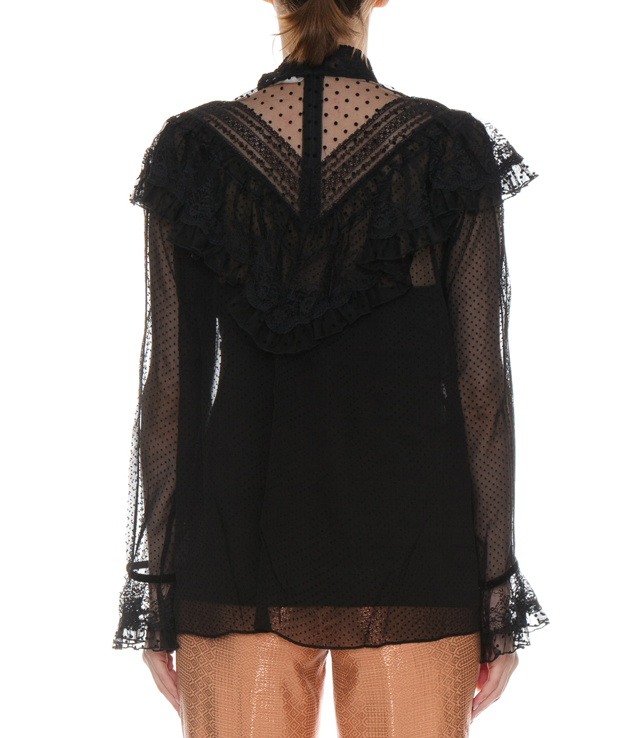 GLASSY FRILLED LACE BLOUSE