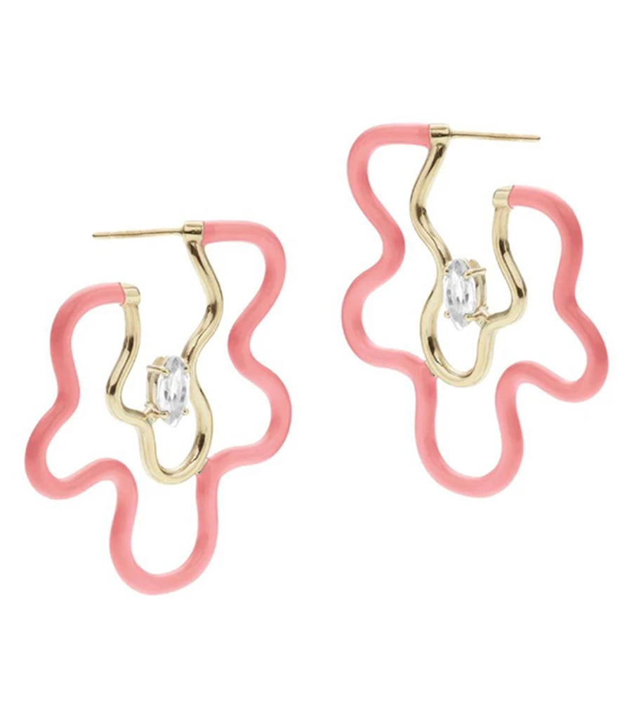 BEA BONGIASCA - CORAL PINK MARQUISE EARRING