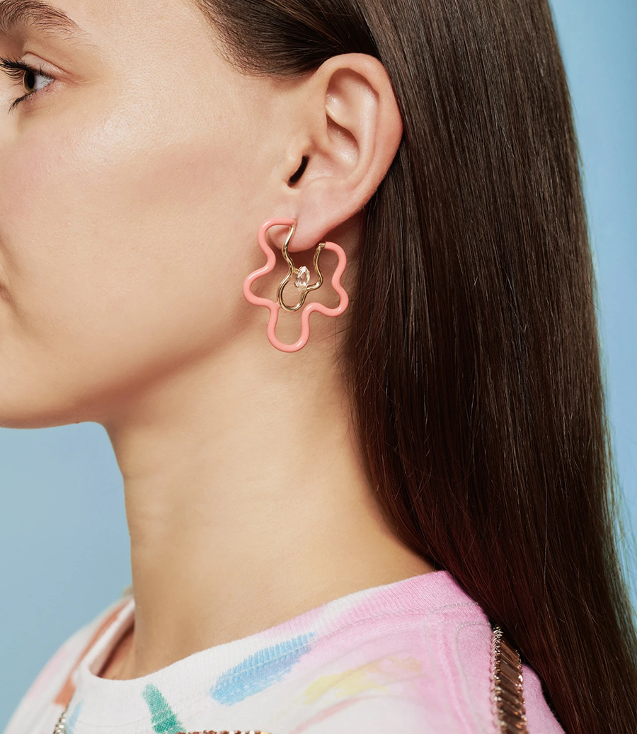 CORAL PINK MARQUISE EARRING