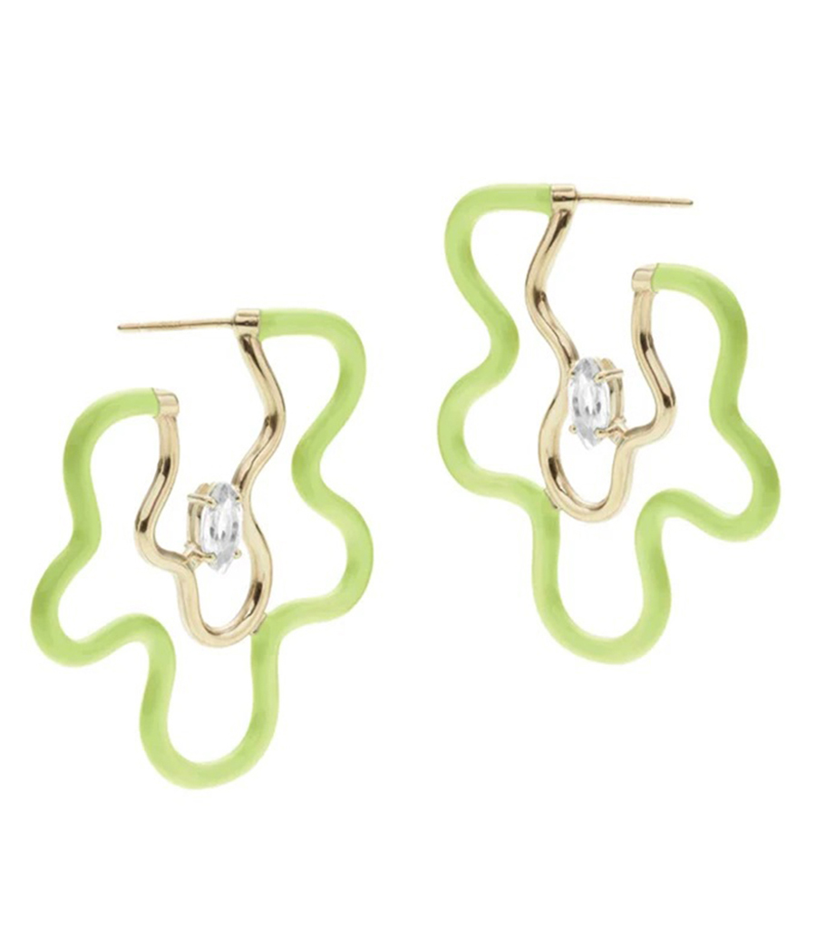 BEA BONGIASCA - LIME GREEN ENAMEL MARQUISE EARRING