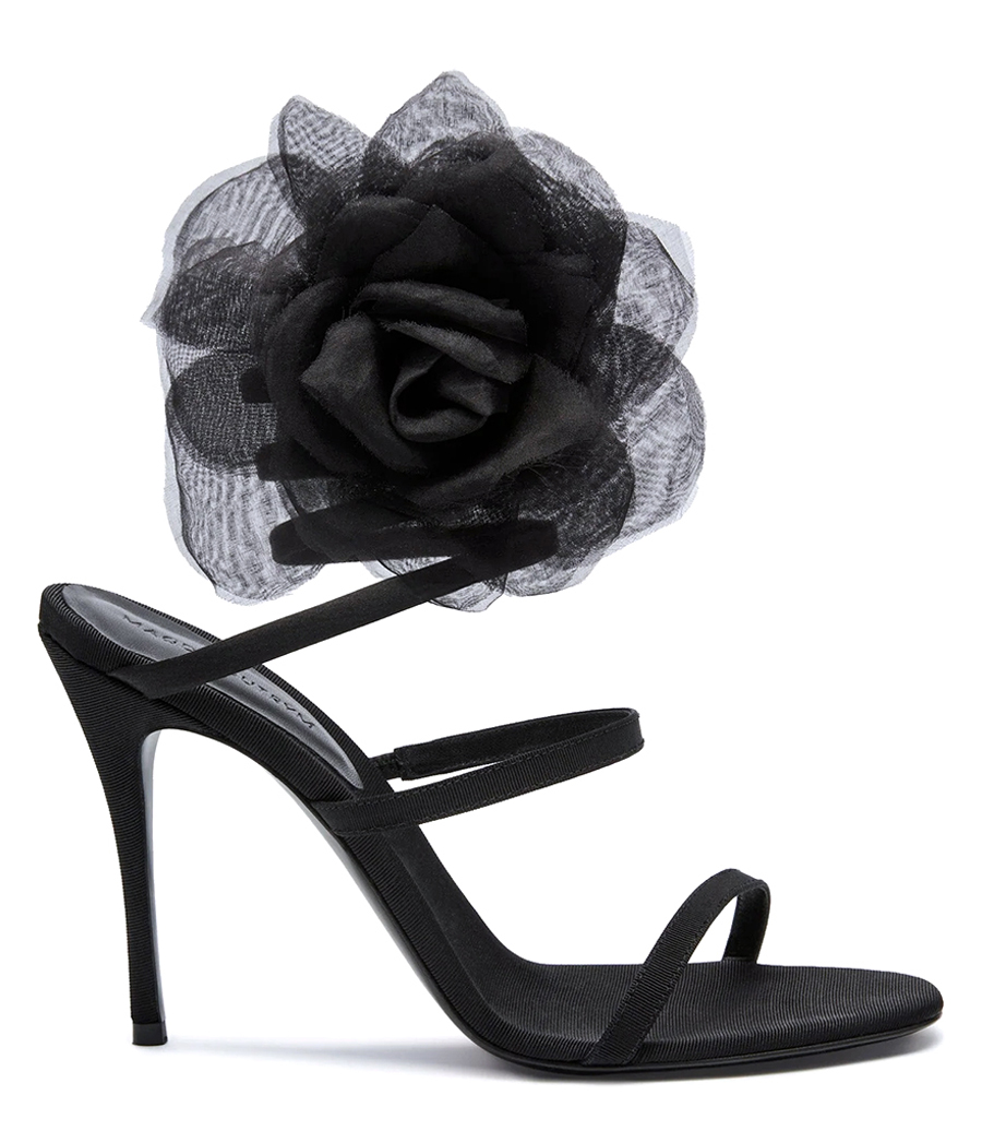 MAGDA BUTRYM - SPIRAL SILK-ORGANZA FLOWER HEEL SANDALS