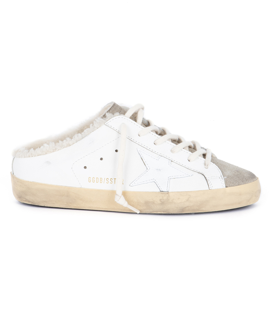 GOLDEN GOOSE  - SUPER-STAR SABOT LEATHER UPPER SUEDE
