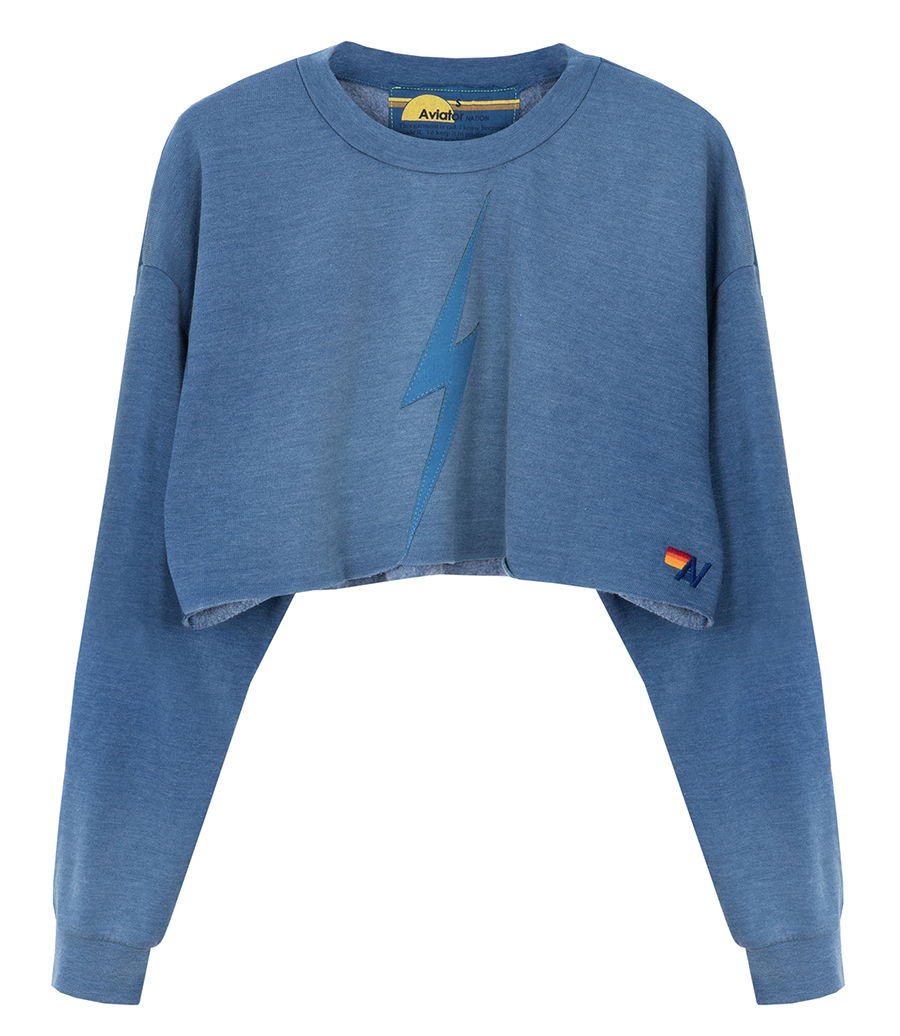 AVIATOR NATION - BOLT STITCH CROPPED CREW SWEATSHIRT