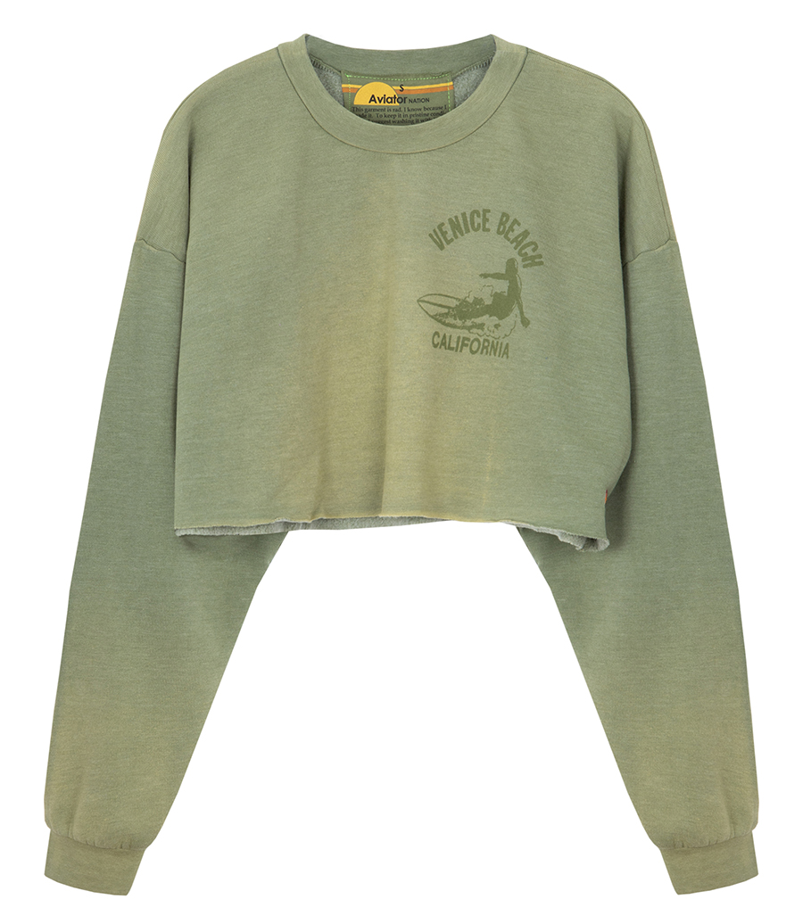 AVIATOR NATION - VENICE SURFER CROPPED CREW SWEATSHIRT