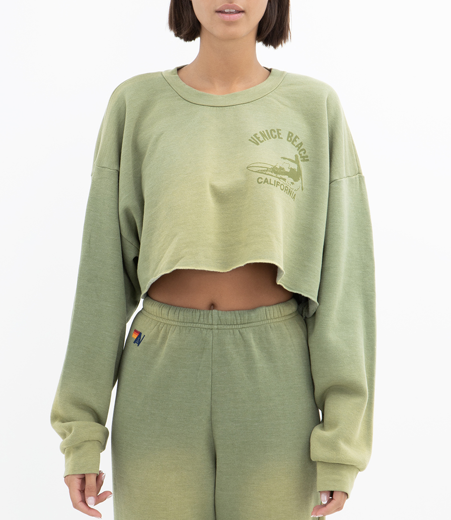 VENICE SURFER CROPPED CREW SWEATSHIRT