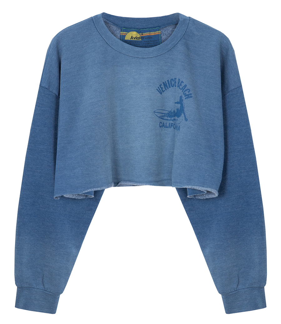 AVIATOR NATION - VENICE SURFER CROPPED CREW SWEATSHIRT