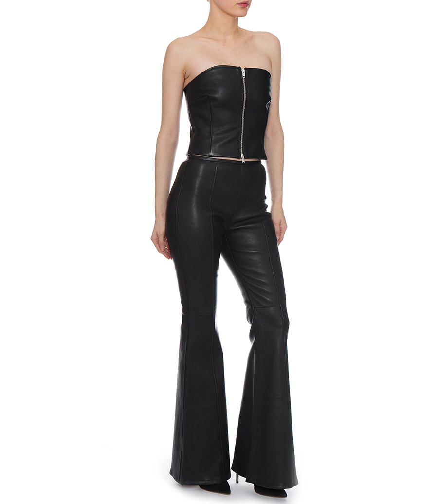 THE IRA TOP IN BLACK LEATHER