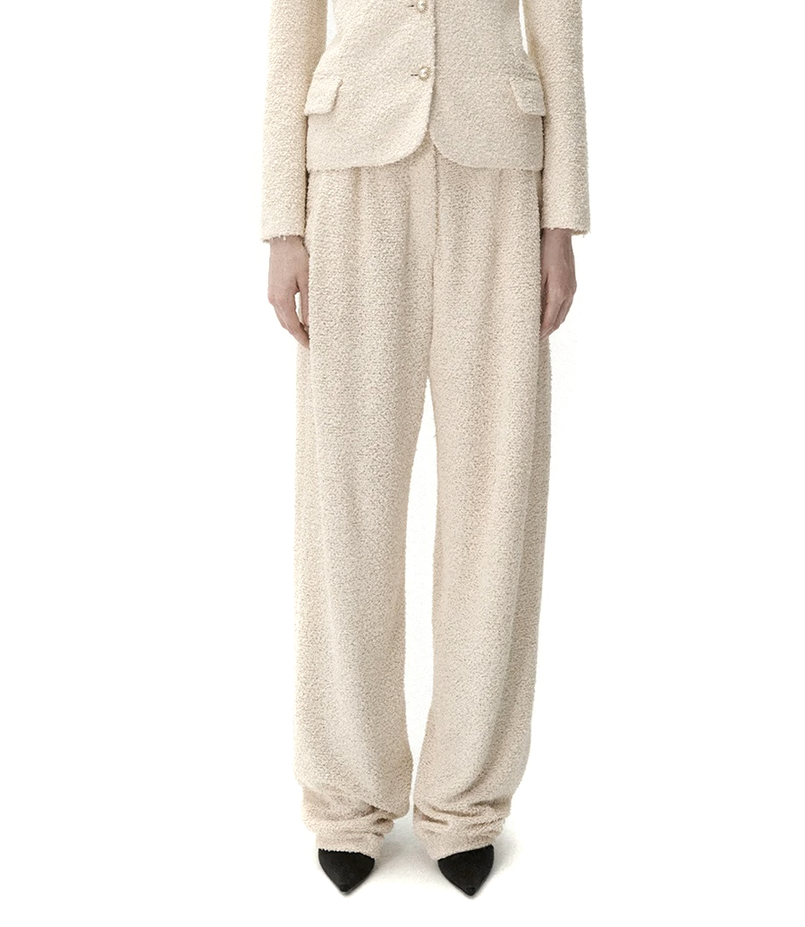 WIDE LEG BOUCLE PANTS