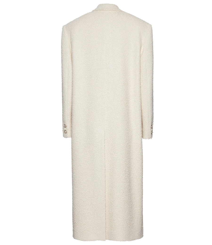 SINGLE BREASTED LONG COAT IN BOUCLE
