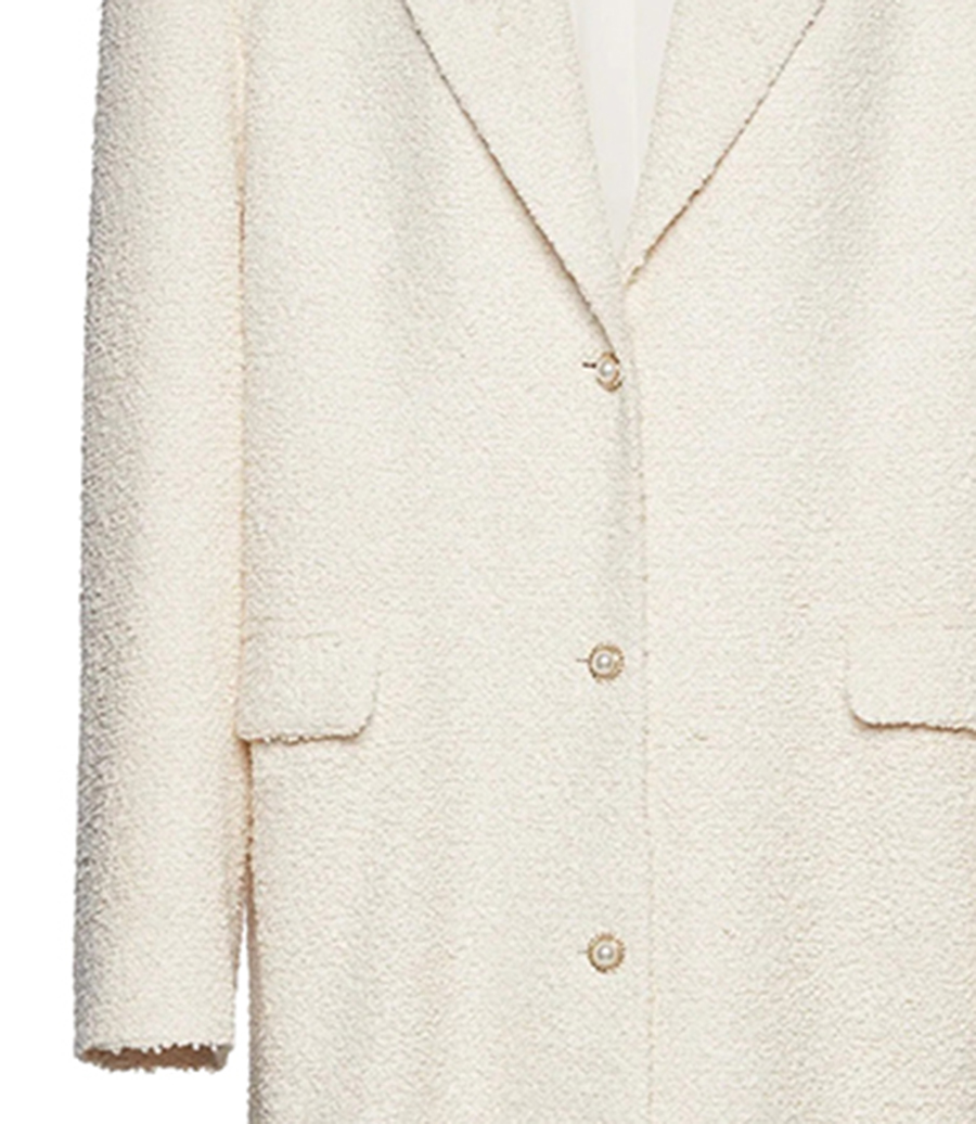SINGLE BREASTED LONG COAT IN BOUCLE