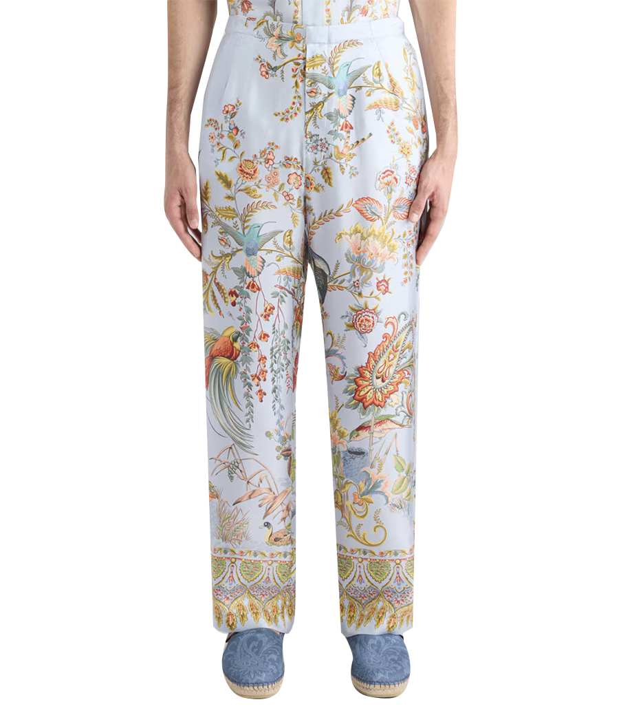PLACED FLORA AND FAUNA PRINT TROUSER
