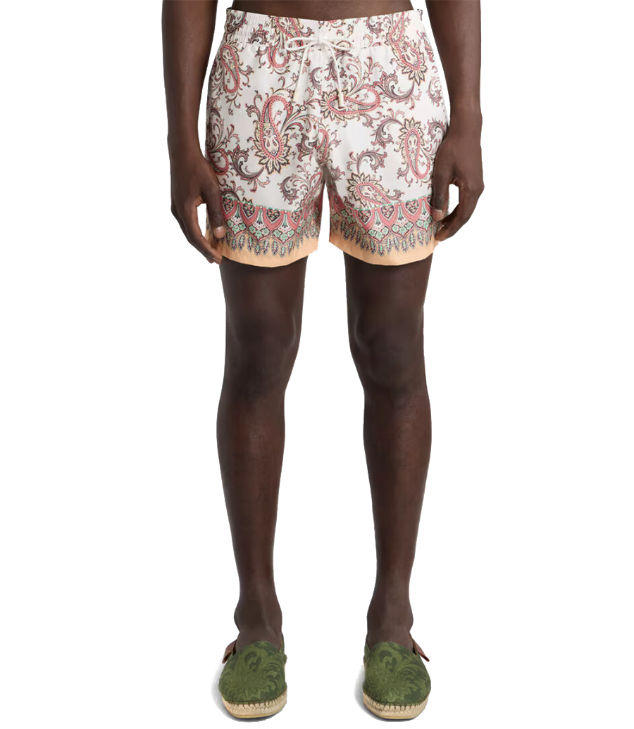LEAFY PAISLEY PRINT SWIM SHORTS